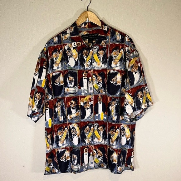 Guy Buffet Perfect Martini Silk Button Front Camp Shirt Men Medium Casual - Picture 2 of 8